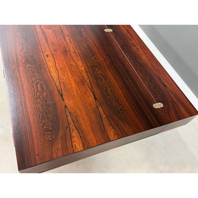1972 Peter Lovig Signed Rosewood Flip Top Desk For Sale - Image 10 of 11