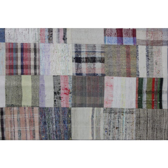 Mid-Century Modern Hand Knotted Patchwork Rug by Aara Rugs Inc. - 9'11" X 6'10" For Sale - Image 3 of 3