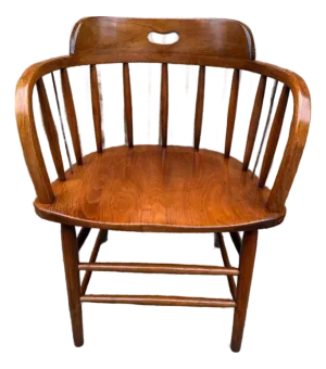20th Century Spindle Back Oak Captain's Chair by Boiling Chair