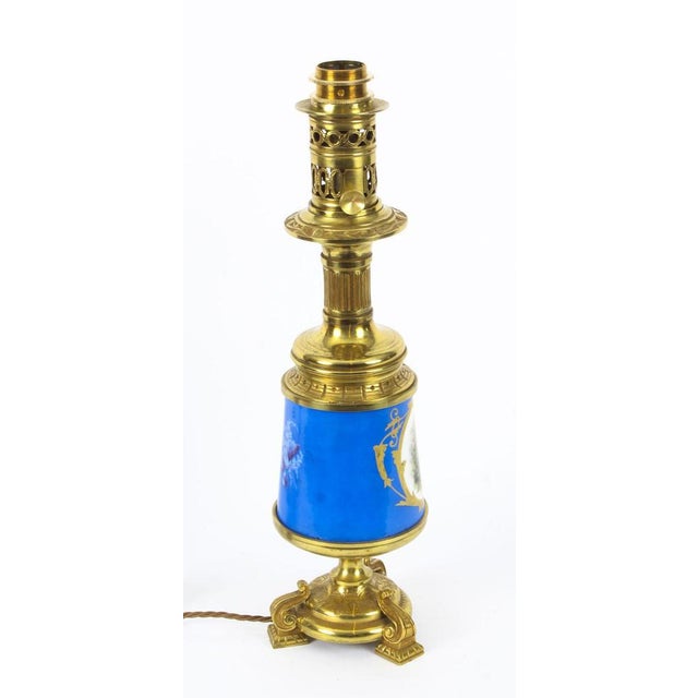 French Bleu Céleste Sèvres Vase Lamps, 19th Century, Set of 2 For Sale - Image 15 of 18