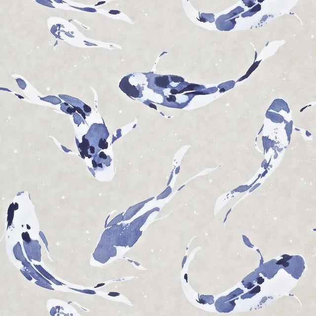Harlequin Koi Wallpaper in Indigo - a Sample For Sale