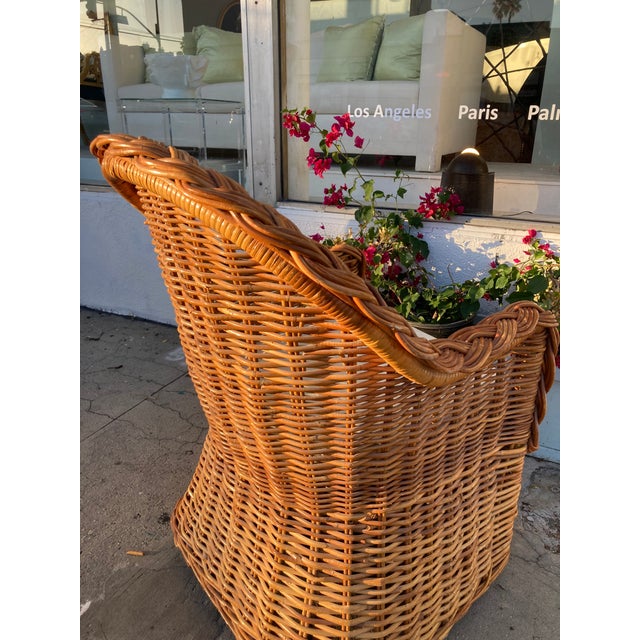 Bielecky Brothers Bielecky Brothers Natural Rattan Jumbo Braid Barrel Chair For Sale - Image 4 of 10