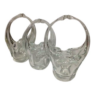 Mid 20th Century Hand Blown Crystal Baskets - Set of 3 For Sale