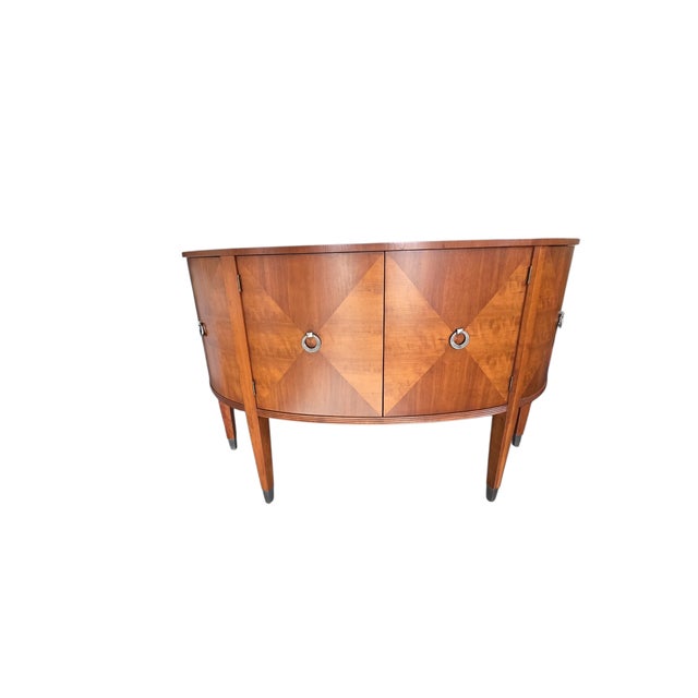 Ethan Allen 1990s Ethan Allen Avenue Demilune Sideboard Cherry Buffet Credenza Cabinet Console For Sale - Image 4 of 15