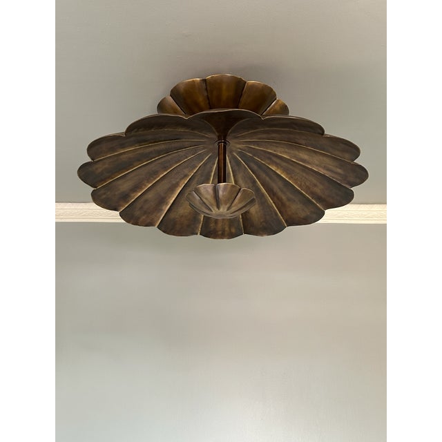 Shell Brass Shell-Inspired Flush Mount Ceiling Light For Sale - Image 7 of 8