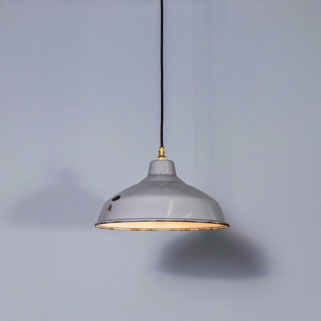 Industrial Enamelled Grey Model 5 Pendant Lamp from Benjamin, 1950s For Sale - Image 11 of 11