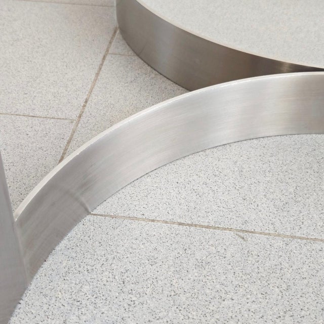 Vintage Coffee Table in Brushed Steel and Smoked Glass, 1970s For Sale - Image 8 of 14