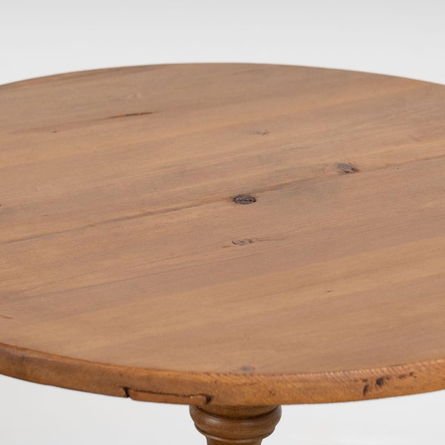 Wood 19th Century Swedish Pine Small Pedestal Side Table For Sale - Image 7 of 14