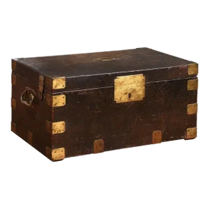 19th Century French Maison Gellée et Gainier Leather and Brass over Wood Decorative Box