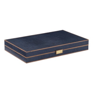 Maitland-Smith Navy Leather Game Board For Sale