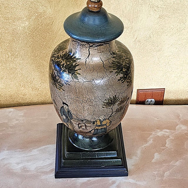 John Richard Japanese Satsuma Hand-Painted Ceramic Table Lamp With Scenic Motif For Sale In Washington DC - Image 6 of 18