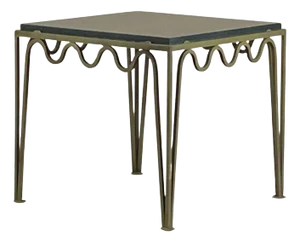 'Méandre' Verdigris and Black Limestone Square Side Table by Design Frères