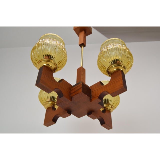 Wood Ceiling Light, 1980s For Sale - Image 4 of 10