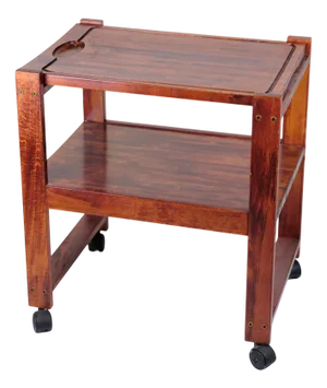 Serving Bar Cart in Dark Wood with Removable Cutting Board, 1980s