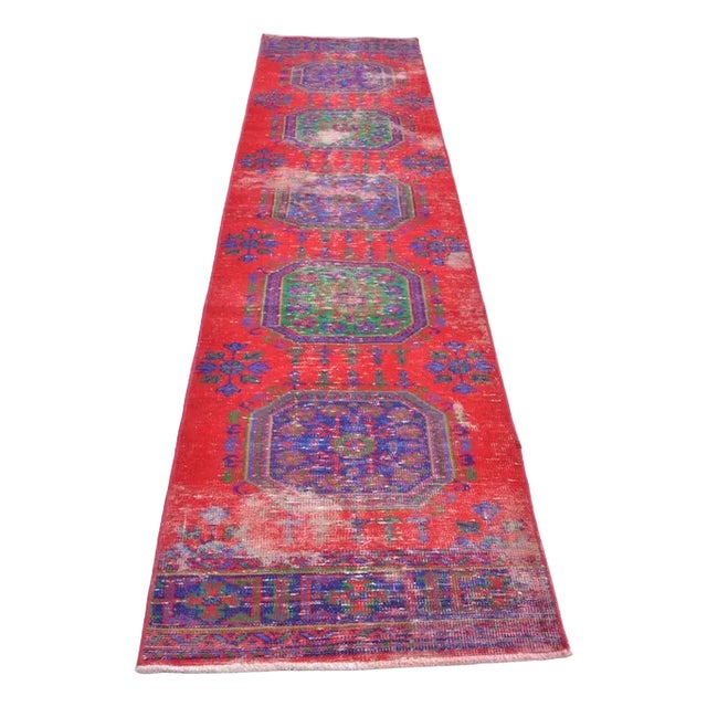 Vintage Red Oushak Runner Rug, 1960 For Sale