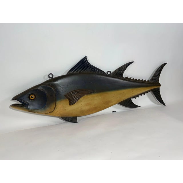 Black Carved and Painted Tuna Fish Trade Sign For Sale - Image 8 of 10