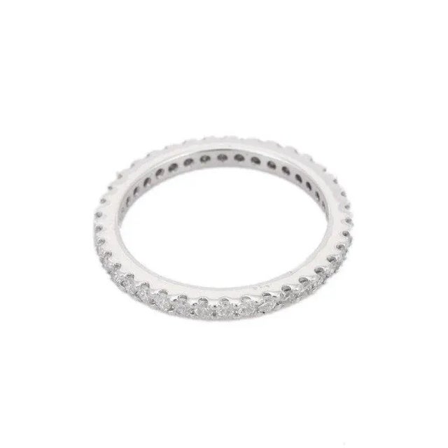 18k White Gold Diamond Modern Eternity Ring for Stacking Size 7 For Sale - Image 4 of 10