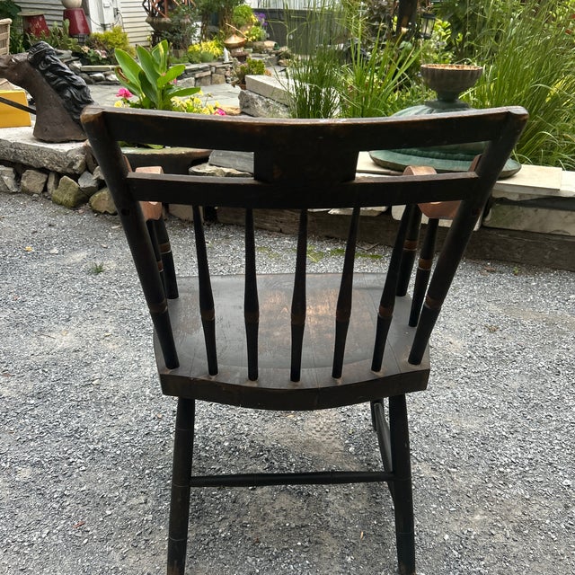 Black Vintage Nichols & Stone Ebonized Maple Harvard University Windsor Captain's Chair For Sale - Image 8 of 11