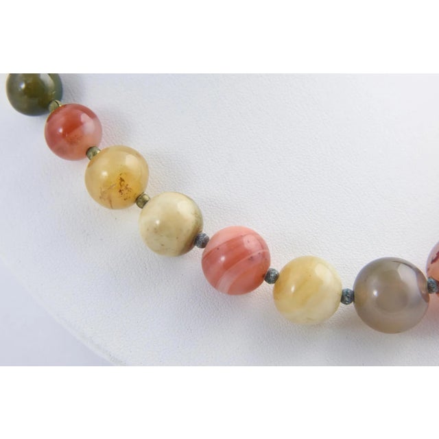 Green Multicolored Agate Bead Necklace For Sale - Image 8 of 8