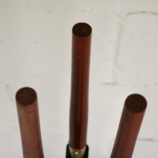 Mid-Century Modern Mid 20th Century Wrought Iron, Brass and Wood Fireplace Tools by Seymour Manufacturing For Sale - Image 3 of 9