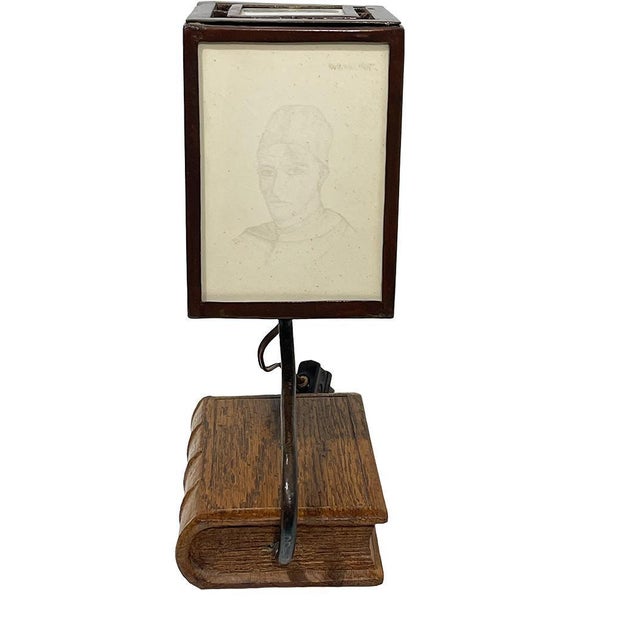 15th Century Table Reading Lamp with Engraved Glass with Portraits For Sale - Image 3 of 16