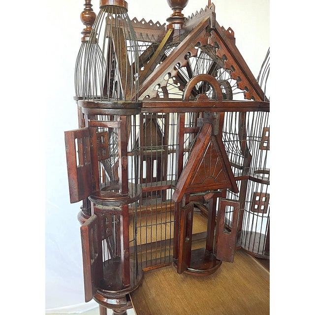 Maitland - Smith Vintage Victorian Style Whimsical Wood Functional Birdcage on Stand For Sale - Image 4 of 12