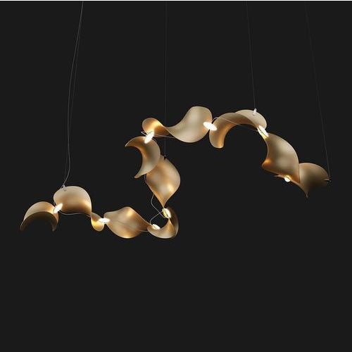 Contemporary Dune 10 Curve Chandelier in Aluminum with Silver Anodized Finish by Moss Objects For Sale - Image 3 of 15