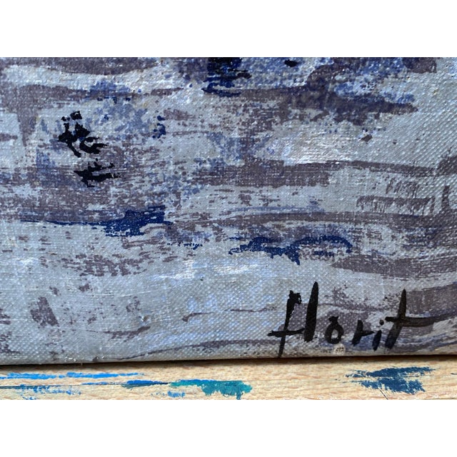Modern Florit, Boats in Spanish Harbor, Print on Canvas, 1960 For Sale - Image 3 of 13