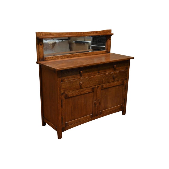 Mission Mission Buffet Cabinet With Mirror - Dark - 50" For Sale - Image 3 of 6