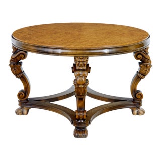 Mid 20th Century Carved Burr Birch Coffee Table, 1950s For Sale