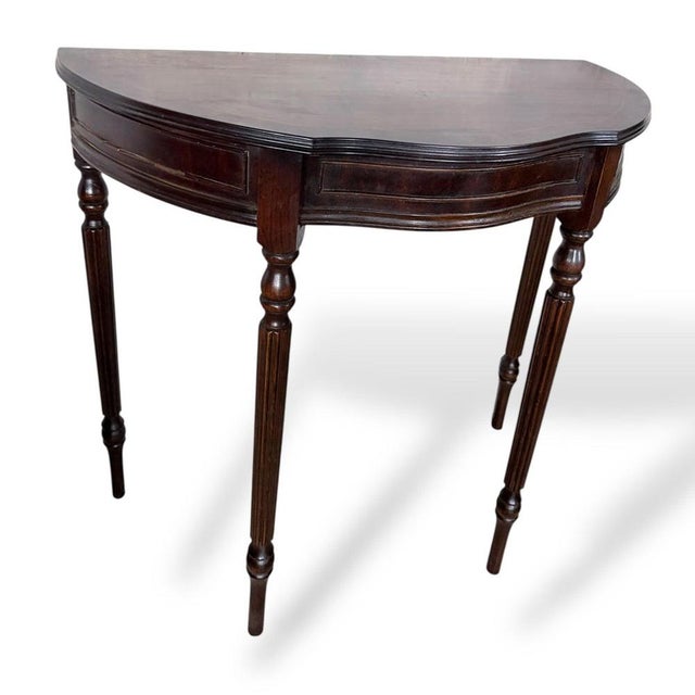 Vintage Mahogany Demi-Lune Hallway Table with Drawer For Sale - Image 4 of 8