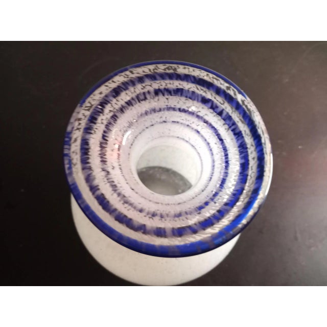 This is a STUNNING 5" Blown Spatter Bud Vase with Spiral Cobalt Blue Rigaree. Procured at auction BOX 24