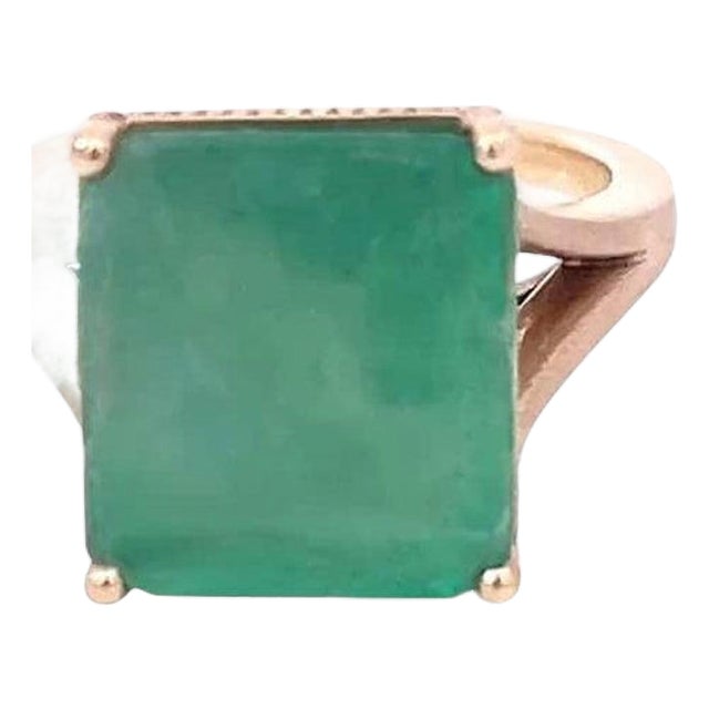 Natural Solitaire Emerald Ring 6.5 14k Yellow Gold 6.62 TCW Certified For Sale