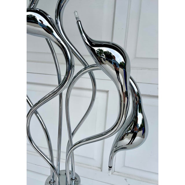 Chrome Postmodern Modern Chrome Figurative Swan Floor Lamp For Sale - Image 8 of 12