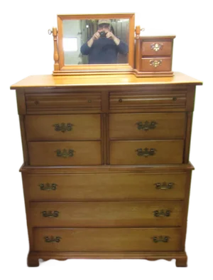 Empire Furniture Solid Maple High Chest of Drawers With Mirror