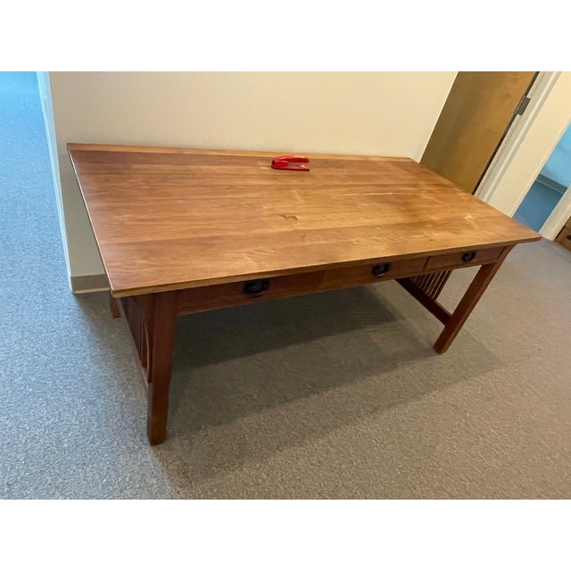 Mission Stickley Mission Collection Spindle Library Table or Writing Desk For Sale - Image 3 of 6