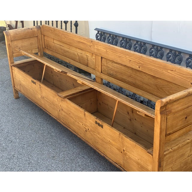 Pine Two Compartment Storage Bench or Settle For Sale - Image 13 of 18
