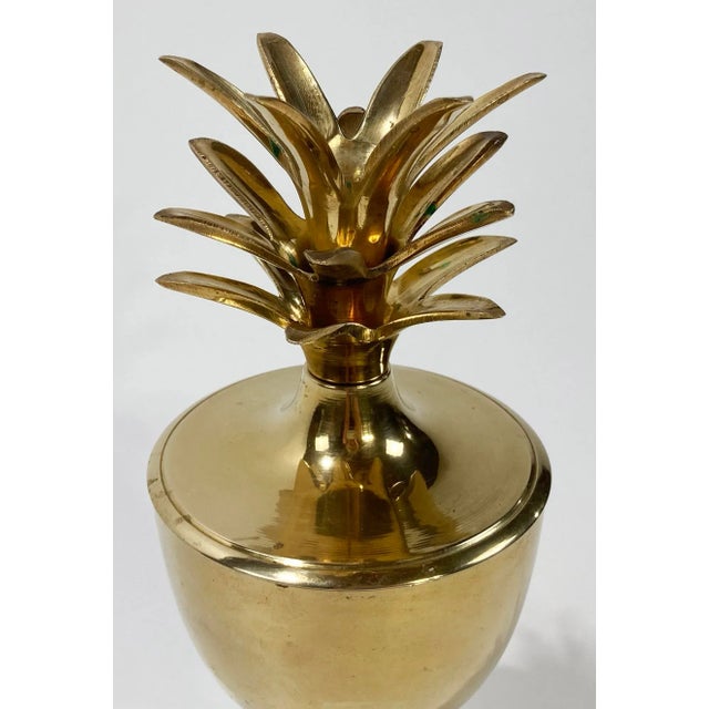 Late 20th Century Vintage Hollywood Regency Style Brass Pineapple Urn For Sale - Image 5 of 8