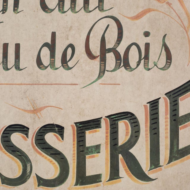 Early 20th Century Vintage Hand Painted French Patisserie Sign c.1930-1940 For Sale - Image 5 of 8