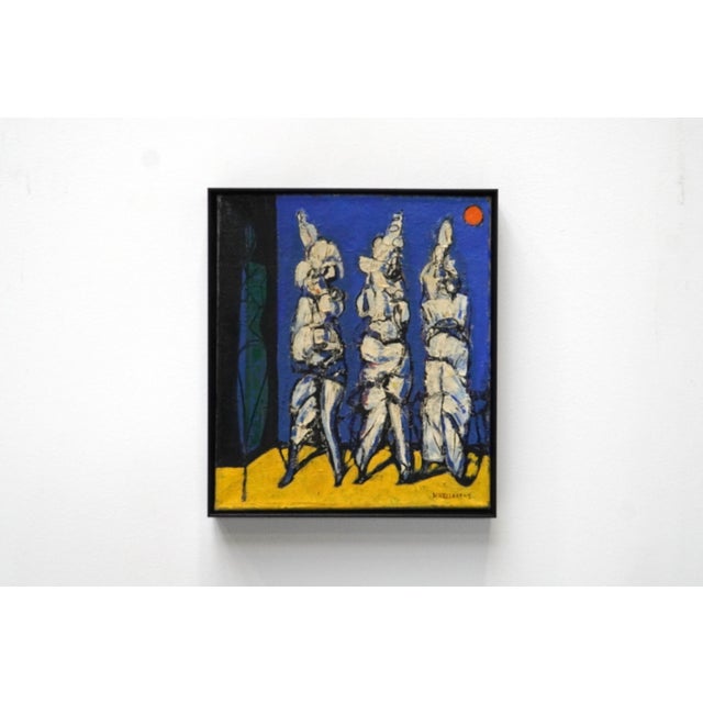 Modernist oil on canvas by Belgian architect and artist Jozef Schellekens, Turnhout, 1958. Part of the generation that...