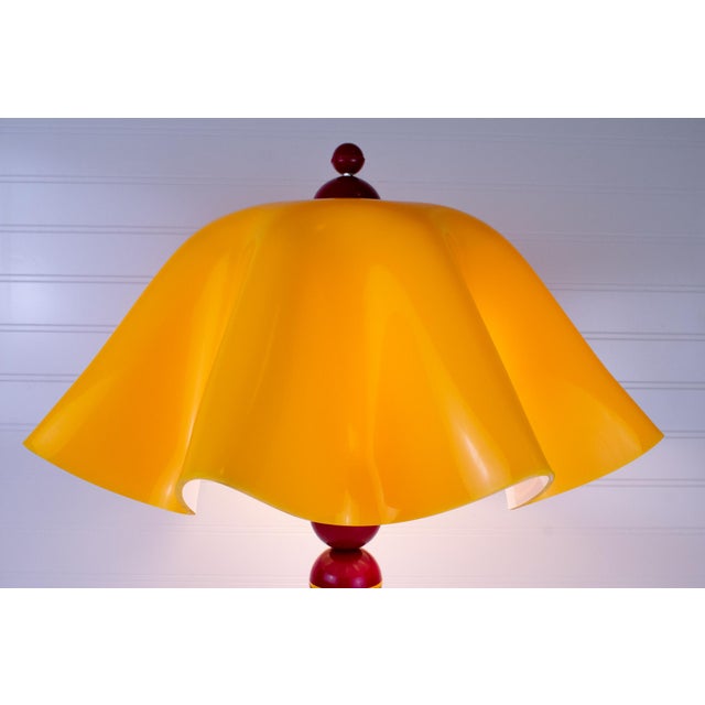 Vintage Post Modern Hard Moulded Table Lamp With Shade For Sale - Image 4 of 12