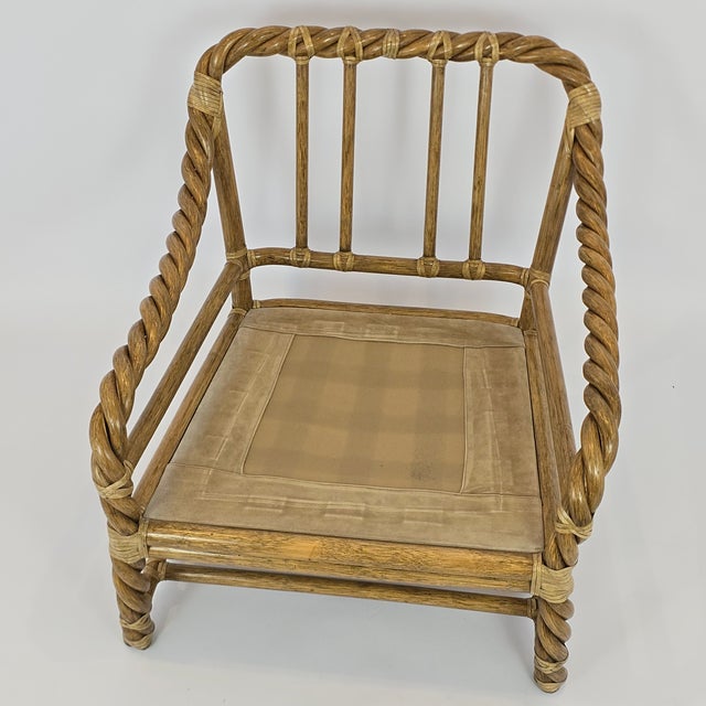 McGuire 1980s Coastal/Boho/Organic Modern "McGuire Furniture Co." Twisted Rattan Lounge Chair For Sale - Image 4 of 11