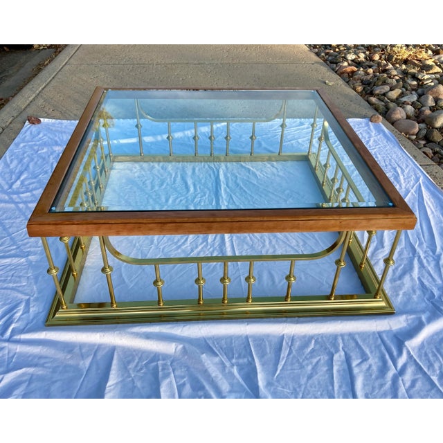 Wood Fireplace Fender Style Coffee Table Manner of Mastercraft For Sale - Image 7 of 13