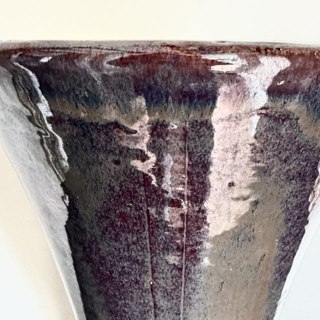 Rustic Large Vintage Stoneware Vase with Reactive Glaze, 1960s For Sale - Image 3 of 16