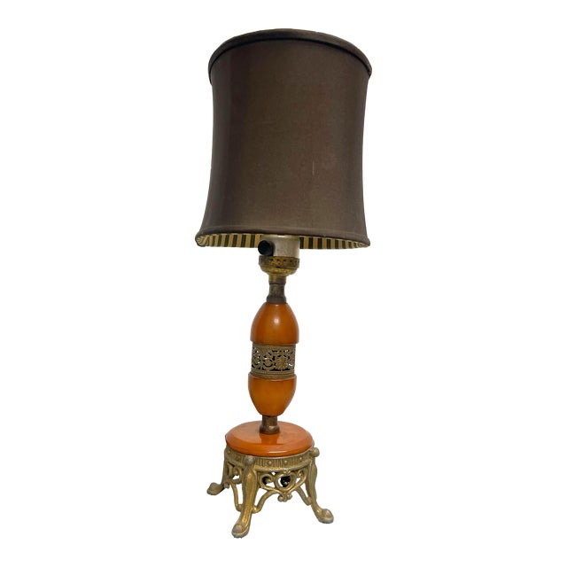 Antique Butterscotch Bakelite Table Lamp For Sale
