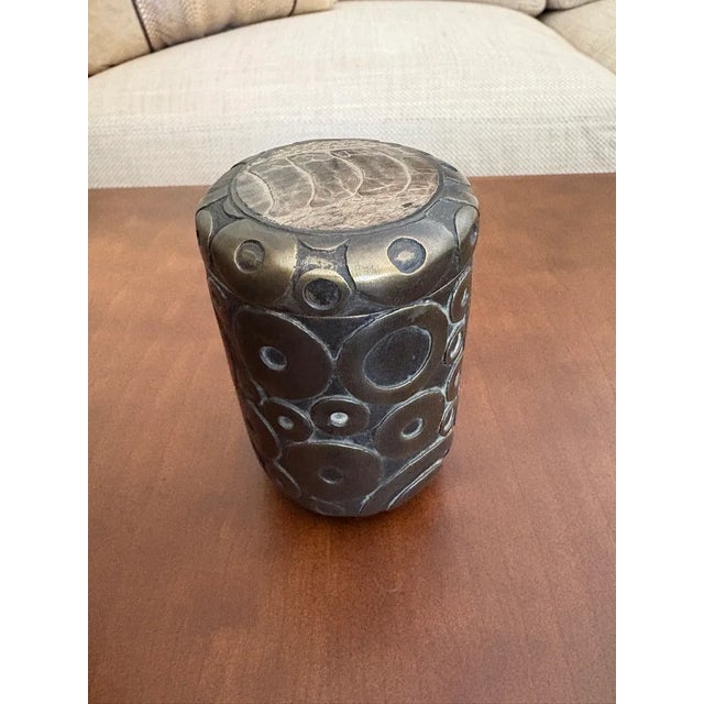 R & Y Augousti Set of 3 R&y Augousti Brass and Leather Boxes For Sale - Image 4 of 7