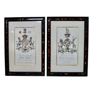 Coats of Arms, 1900, Artworks on Paper, Framed, Set of 2 For Sale