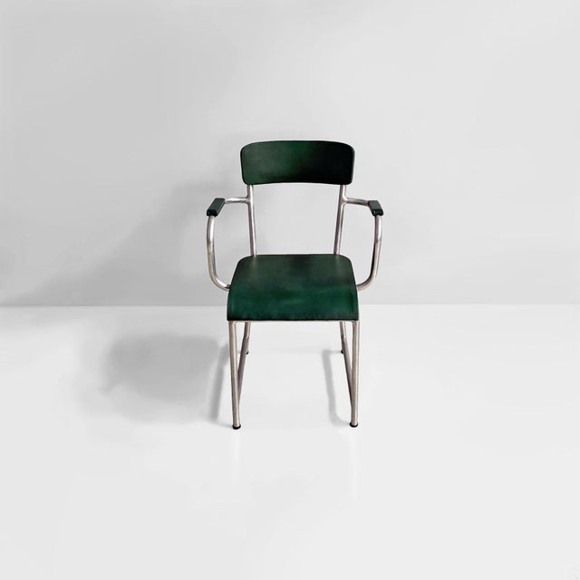 Italian Metal and Faux Leather Chairs by Maltoni Carlo Arredi Metallici, 1930s, Set of 2 For Sale - Image 3 of 18