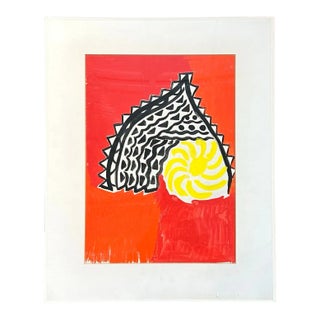 Mid 20th Century Sonia Delaunay-Terk, Untitled Fabric Design, Gouache on Paper, Framed For Sale