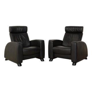 Arion Armchairs in Black Leather from Stressless, Set of 2 For Sale